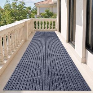 DAKKIONY Striped Runner Rug, Non-Slip Rubber Backing, Gray, 3 x 10 Ft