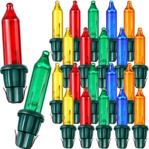 Mudder 80 Count Christmas Replacement Mini Light Bulbs with Base Christmas Tree Incandescent Wire String Lights Replacement Bulbs for Xmas Indoor Outdoor Decor(Colorful,12Vx0.08A)