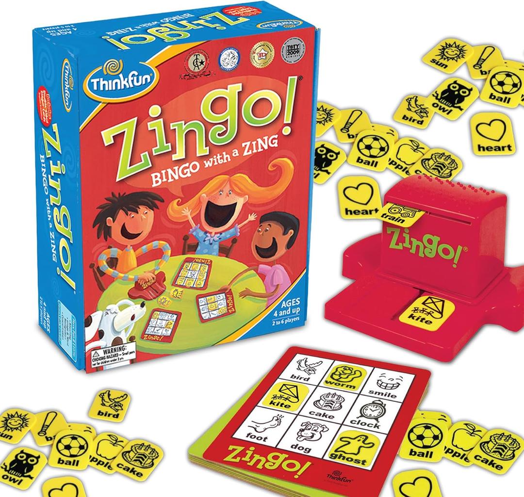 ThinkFun Zingo Bingo Award Winning Preschool Game for Pre-Readers and Early Readers Age 4 and Up - One of the Most Popular Board Games for Boys and Girls and their Parents (97700)