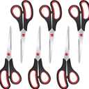 6 Packs Sewing Craft Scissors Bulk,8" Multipurpose Heavy Duty Sharp Scissors,Stainless Steel Shears for Home Office Student Supplies,Black