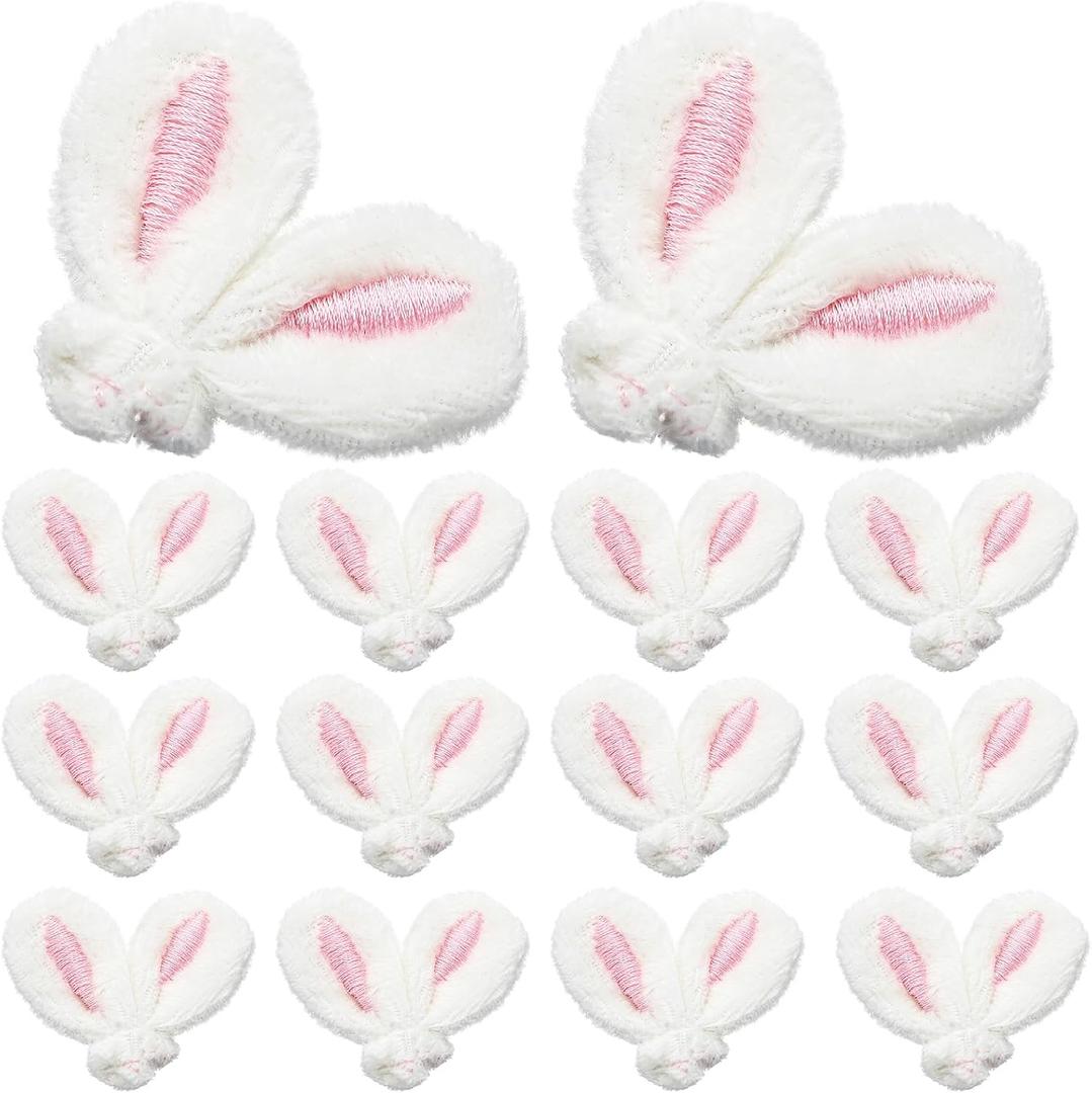 XunYee 50 Pcs Mini Easter Bunny Ears for Crafts Plush Rabbit Ear DIY Headband Hair Clips Hair Ties Accessories Jewelry Making Bunny Doll DIY Craft Party Supplies