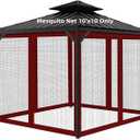 Gazebo Universal Replacement Mosquito Netting, Outdoor Mesh Netting Screen 4-Panel Sidewall with Zipper for Patio, Canopy, Garden and Backyard, Gray(Mosquito Net Only) (Red and Black, 10' x 10')