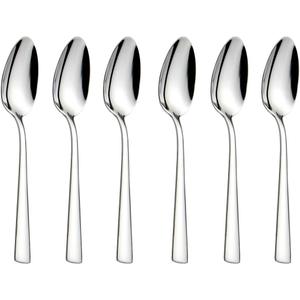 6-Pieces Teaspoons Set Stainless Steel 18/0 Tea Spoon, 6.29 Inches For Home, Kitchen Restaurant, square handle