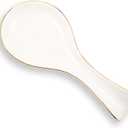 Patelai Ceramic Spoon Rest Spoon Holder Stovetop for Kitchen Stove Coffee Bar Accessories(White with Gold Brim)
