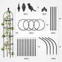 Garden Obelisk Trellis for Climbing Plants Outdoor 6 Ft Rose Bush Round Trellis for Pots Rustproof Metal Plant Flower Trellises for Clematis Vine Jasmine Support Outdoor Indoor (Black)