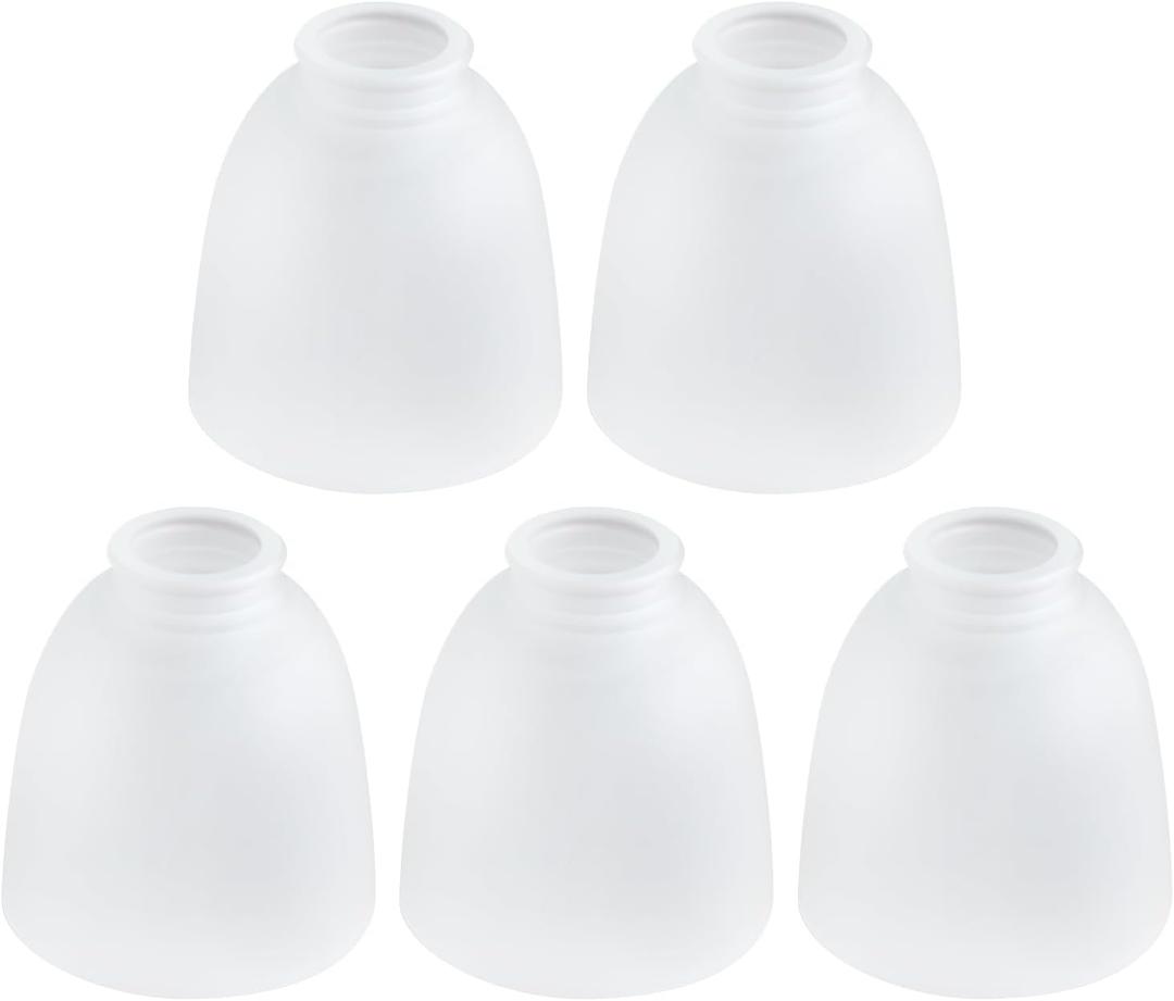 5 Pack White Frosted Glass Shade Replacements, Ceiling Fan Light Covers Glass Globes Lampshades for Chandelier, 4.92"High, 4.72"Diameter, 1.65 "Fitter, Bell Shaped Glass Shades for Vanity, 5 Count
