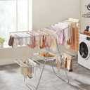SONGMICS Clothes Drying Rack, Foldable 2-Level Laundry Drying Rack, Free-Standing Laundry Airer, with Height-Adjustable Wings, 33 Drying Rails, Sock Clips, Silver and White ULLR053W01V1