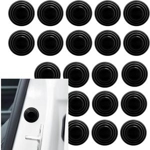 20 PCS Door Shock Absorbers, Thickened Silicone Sound Insulation Cushioning Pads, Self-adhesive Waterproof Bumper Multi-position Anti-collision Protection Mat, for Most Cars Trucks (Black)