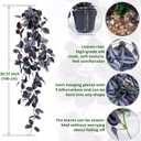 LOYWREE 2Pack Small Fake Hanging Purple Plant Artificial Potted Plants Indoor 39-in Long Faux Dark Black Vine Plant for Shelf Home Office and Outdoor Garden Decor (Black Pot)