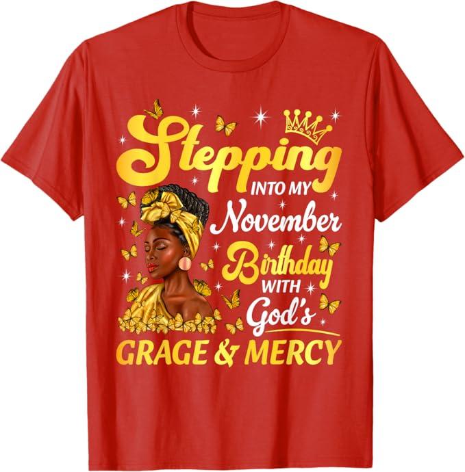 Stepping Into My July Birthday Afro Woman Religious Bday T-Shirt Size L Color Red