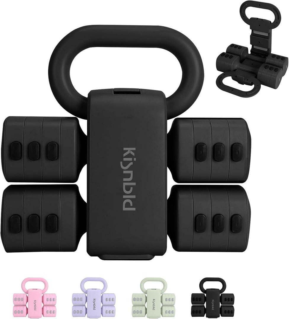 Adjustable Dumbbell Set of 2, 4 in 1 Free Weights Dumbbells Set for Women with Fast Adjustment, Each 2lb 3lb 4lb 5lb Hand Weights Set for Home Gym & Outdoor Exercise Training (Black)