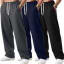 3 Pack Big and Tall Men's Sweatpants Open Bottom Athletic Pants Drawstring Elastic Waist with Pockets (5X-Large, Dark Gray, Navy Blue, Black)