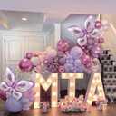 Butterfly Balloon Arch Kit - 142pcs Pastel Pink & Purple Balloons with Butterfly Stickers & Large Foil Balloons for Girl's Baby Shower, Wedding, Birthday Party Decorations