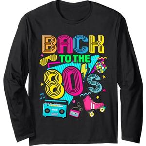 Back to 80's 1980s Retro Vintage Eighties Costume Party Long Sleeve T-Shirt, Large
