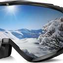 Findway OTG Ski Goggles - Over Glasses Snow Snowboard Goggles for Men Women Adult & Youth - Anti-Fog 100% UV Protection (Black Frame-deep Sliver -Vlt-8.5%)
