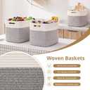 OIAHOMY 13 Inch Cube Storage Bins, 3-Pack Cotton Rope Woven Baskets for Organizing, Insert Storage Baskets for Shelves, Baby Nursery, Closet Organizer, 13 * 13 * 12.6IN, Grey & White
