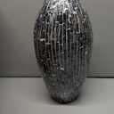Deco 79 Mother of Pearl Shell Handmade Decorative Vase Mosaic Inspired Centerpiece Vase, Flower Vase for Home Decoration 8" x 8" x 15", Gray