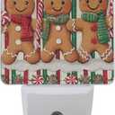 Vdsrup Christmas Gingerbread Man Night Light Set of 2 Red Candy Plug-in LED Nightlights Auto Dusk-to-Dawn Sensor Lamp for Adults in Bedroom Bathroom Kitchen Hallway Stairs