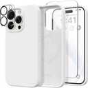 GONEZ for iPhone 15 Pro Max Case Silicone, Compatible with Magsafe, Camera Protector + Screen Protector, Soft Anti-Scratch Microfiber Lining, Liquid Silicone Shockproof Phone Cover, White
