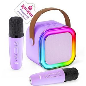 Mini Karaoke Machine for Kids, 2026 TOP Toys Birthday Gifts Ideas for Girls Ages 4, 5, 6, 7, 8, 9, 10, 12+ Years Old, Portable MP3 Player with 2 Wireless Mics for Family Home Party