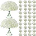 65Pcs White Hydrangea Artificial Flowers BulkRealistic Silk Fake Flowers with StemsFaux Hydrangea Flowers for Wedding Home Decor Centerpieces Living Room Garden Party Baby Shower Decoration