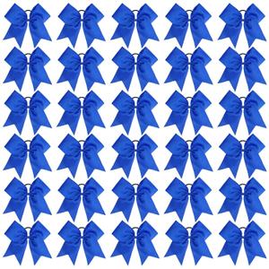 CN 30PCS 8" Large Cheer Bows, Cheerleading Bows Ponytail Holder for Girls, Grosgrain Ribbon Cheer Hair Bow with Elastic Hair Tie for Cheerleader College Sports Softball Competition (Blue)