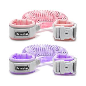Anti Lost Wrist Link, 2 Pack Toddler Safety Leash with Key Lock, Reflective Child Walking Harness - Dual 8.2ft Length Pink & Purple Kids Leash for Outdoor, Kids Travel Essencials