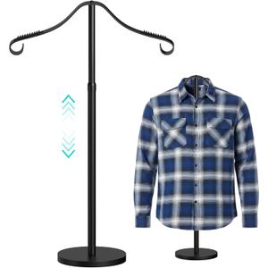 Reusable Shirt Display Stand-Mannequin Torso Tshirt Display Stand for Retail/Vendors,18-33" Adjustable Dress Form Mannequin Stand Clothes Rack,Portable Stable Holder Jacket Coat Hanger,All Metal/Black