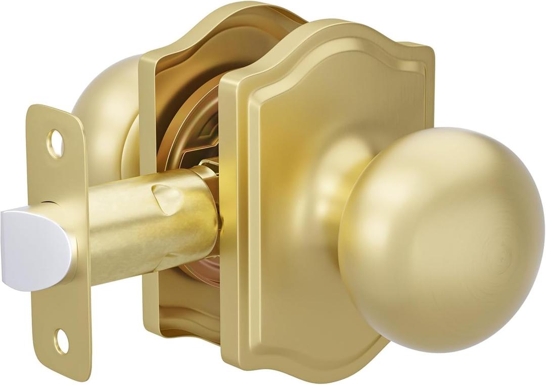 Goldenwarm 1 Pack Brushed Gold Passage Door Knobs, Closet Door Knobs Gold Interior for Closet & Hallway