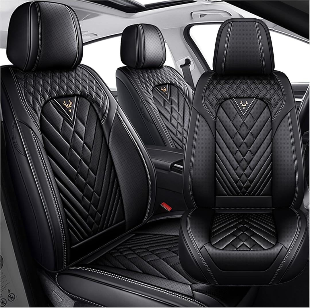 Front Set for Toyota Sienna Car Seat Covers 2000-2026, Waterproof Nappa Leather Car Seat Protector, Comfortable and Anti-Slip Car Seat Cover&Accessories(2 Seats/Black)
