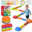 15PCS Rainbow Stepping Balance Beam Stones for Kids Toddlers - Indoor & Outdoor Sensory Toys for Outside Play Games,Without Light Up&Music Non-Slip Jumping Blocks for Obstacle Course Boy Girl Gifts