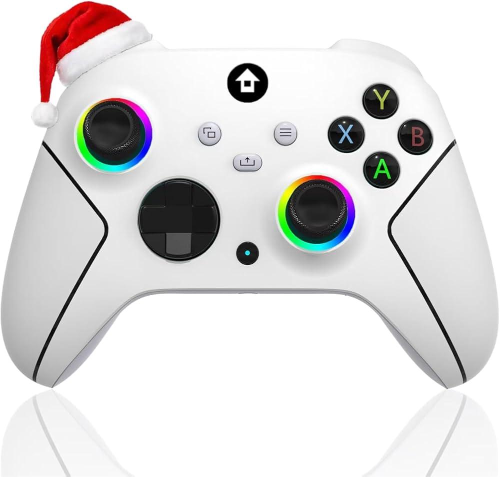 BETMI for Controller Wireless with 2.4GHz Adapter/Hall Effect Trigger & Joystick/Turbo/Macro/Mapping/Dual Vibration/RGB Light, Gamepad Compatible with PC (White)