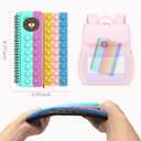 Pop Fidget Erasable Doodle Book,Pop Bubble Fidget Sensory Drawing Book with 12 Watercolor Pens,Car Ride Airplane Activities for Girls Boys Ages 3,4,5,6 (Silicone, Multi Bear)