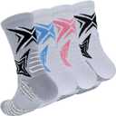 YQHMT Basketball Socks Outdoor Athletic Crew Socks Thick Compression Sports Socks for Men & Women 4 Pack (6-12)