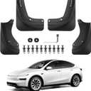 Shademax Custom for 2025 Tesla New Model Y Juniper Mud Flaps Splash Guards for Model Y Juniper 2026 2025 Accessories Tire Protector No Drilling No Tape Mudflaps Kits All Weather Protection (Set of 4)
