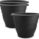 RooTrimmer 3 Pack 20 Inch Large Plant Pots for Outdoor,Heavy Duty Extra Large Deep Garden Planter with Drainage Holes,Sturdy Textured Black Flower Pot for Trees,Shrubs,Patio,Lawn