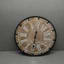 24 Inch Grand Farmhouse Wall Clock, Vintage-Inspired Wood & Metal Design with Large Etched Numbers, Silent Battery-Powered Timepiece for Offices, Kitchens, Bedrooms, and Living Rooms (Brown)