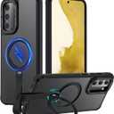 for Samsung Galaxy S22 Case with 360°Spin Magnetic Stand & Finger Strap, [Fit for MagSafe][Mil-Grade Protection] Ring Holder Kickstand Non-Slip Shockproof Matte S22 Phone Case (Black)