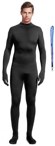 Full Bodysuit With Zipper Helper Unisex Adult Costume Without Hood Spandex Stretch Zentai Unitard Body Suit (XX-Large, Black)