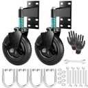 2Pcs 8 Inch Fence Gate Wheels with Brake 2 Install Heavy Duty Gate Wheels for Metal Wooden Gate Sliding Hardware 600lb Capacity 360 Rotation Spring-Loaded Farm Garden Caster Screwdriver Gloves Black