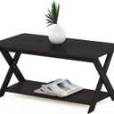 FURINNO Modern Simplistic Coffee Table, Espresso (35.4 Inch, Cross Leg)