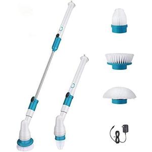 Electric Spin Scrubber, Upgrade Cordless Shower Scrubber with 3 Replaceable Brush Heads, Extension Handle, Bathroom Cleaning Brush for Bathtub Floor Tile Grout