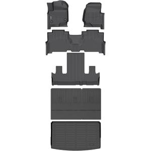 AIPOIL® Floor Mats & Cargo Liner Set for 2021-2024 Ford Expedition Max Bucket Seating 7 Seats All Weather Protection TPE Anti-Slip Automotive Full Set Custom Car Mats Accessories - Black