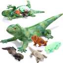 HyDren Lizard Stuffed Animal Plush Toy 26 Inch Iguana Plush with 4 Babies Inside Large Simulation Iguana Dragon Animal Toy Gifts for Kids Boys Girls Valentine's Day Birthday Party
