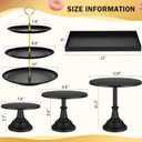 Tioncy 7 Pcs Cake Stand Set Metal Cupcake Holder Dessert Table Display Cupcake Display Plate Serving Platter Dessert Table Stands and Trays Set for Baby Shower Wedding Birthday Xmas Party (Black)