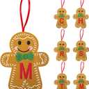 Christmas Felt Gingerbread with Initials, Gingerbread Man Embroidery Felt Letter Xmas Decor, Cute Monogram Knitted Rustic Hanging Ornaments Pendants for Party Fireplace Tree Home Decorations (M)
