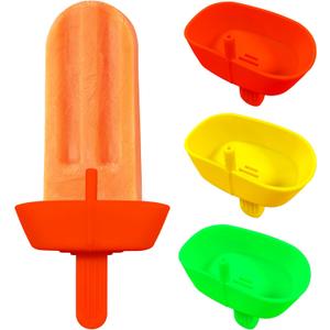 3PCS Drip Free Silicone Popsicle Holder, Reusable Deformable & Easy Carry Popcical Holder, Silicone burr-free safety Mess Free Frozen Treats Holder with Straw Popsicle Holder for Kids (3 colors) (Red Yellow Green)