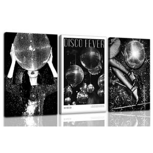 Shrandi 3Pcs Black and White Fashion Canvas Wall Art Trendy Women Picture