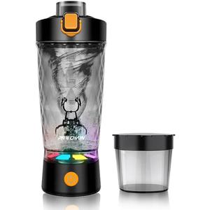 Electric Protein Shaker Bottle, USB Rechargeable Mixing Cup, Water Drink Mixer Portable Bottles for Gym Sport, BPA-Free Tritan, 22oz (Black)
