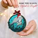 2 x Mom and Baby Manatee Christmas Ornament 2025 - Manatee Gifts for Animal Lovers Women, Men, Mommy Hugging Her Baby, for Mom from Son Daughter, Wooden Animal Ornaments Hanging Decor